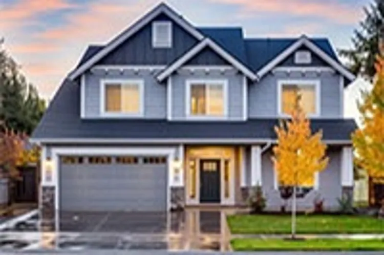 light-gray two-story-house with garage