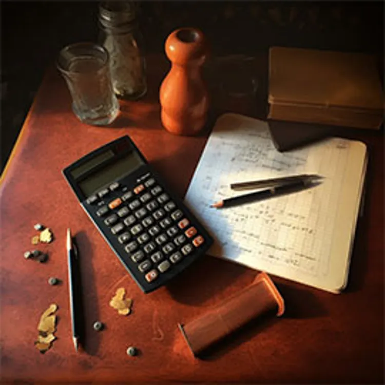 paper with calculations beside a calculator and pencils on a table