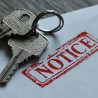 an envelope with NOTICE stamped on it