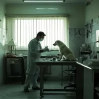 a dog getting a check up from a vet