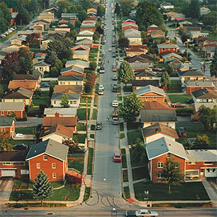 aerial view of the homes in a residential area