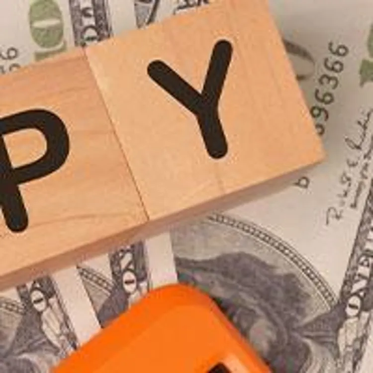 wooden blocks written with APY on top of hundred dollar bills