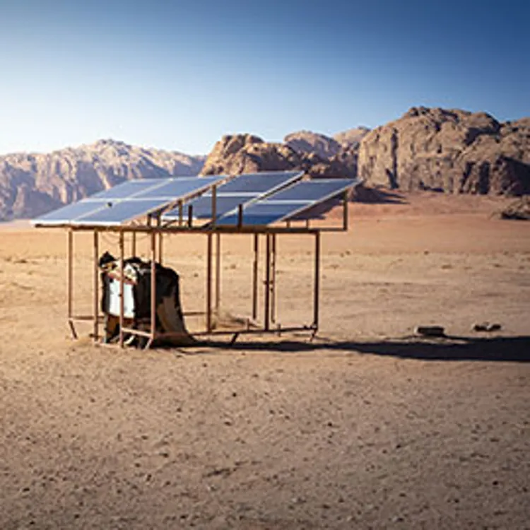off-grid and small scale solar installation in the desert