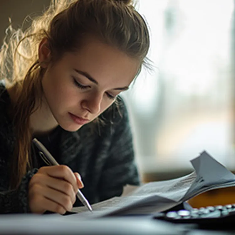 woman writing something on a document