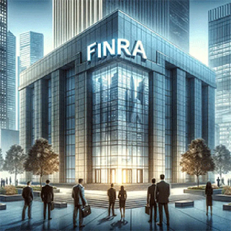 people standing outside FINRA building