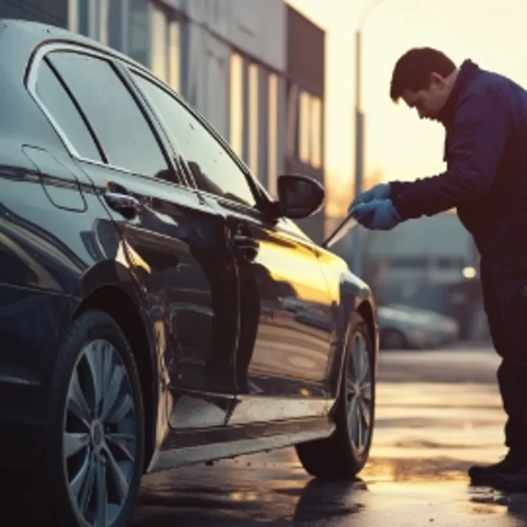 a man doing a car inspection