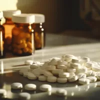 a pile of pills on a table