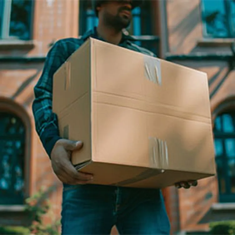 man moving a heavy carton box