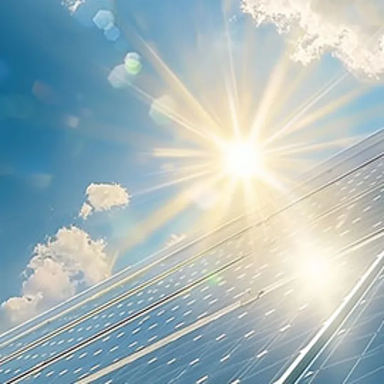 the sun shining its light on solar panels