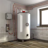 water heater tank in a basement or storage room