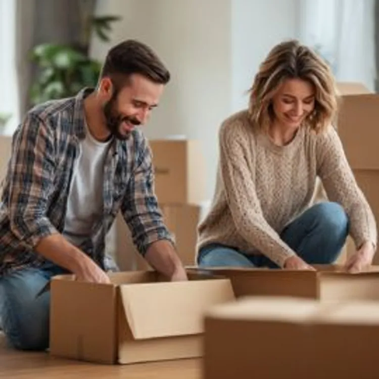 couple packing up things to move