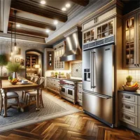 modern kitchen furnished with Whirlpool refrigerator