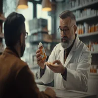 medical professional explaining to a patient about dosage