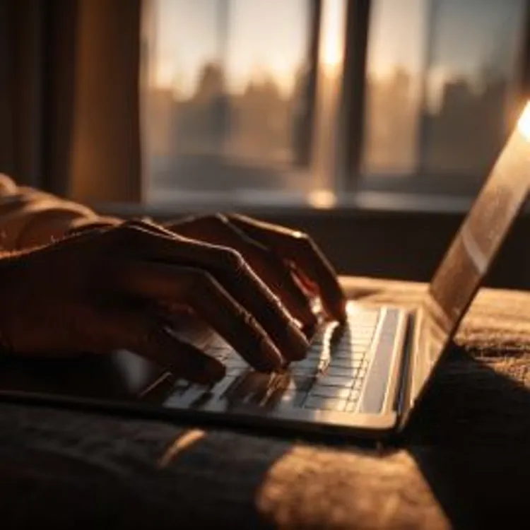 a man using his laptop to type