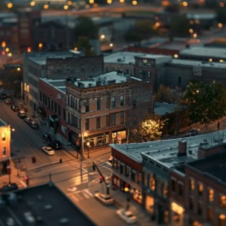 a city intersection at night