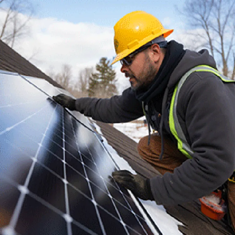 technician installing solar panels