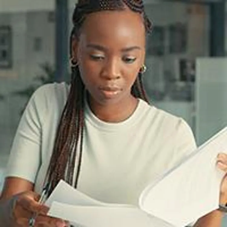 woman analyzing finances