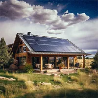 modern home with solar panels on roof