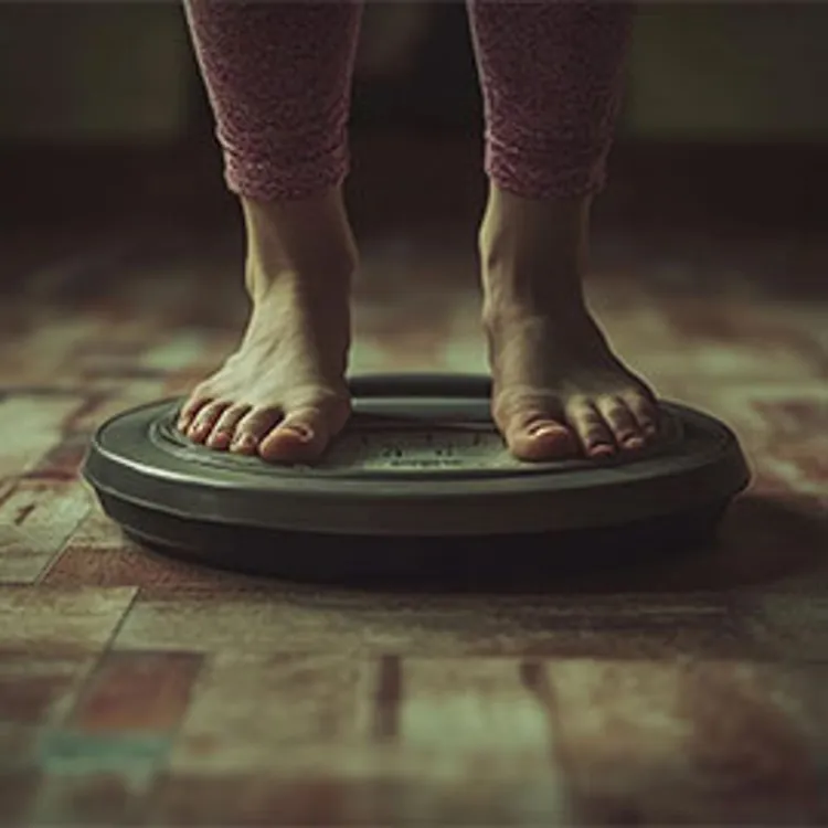 person standing on a weighing scale